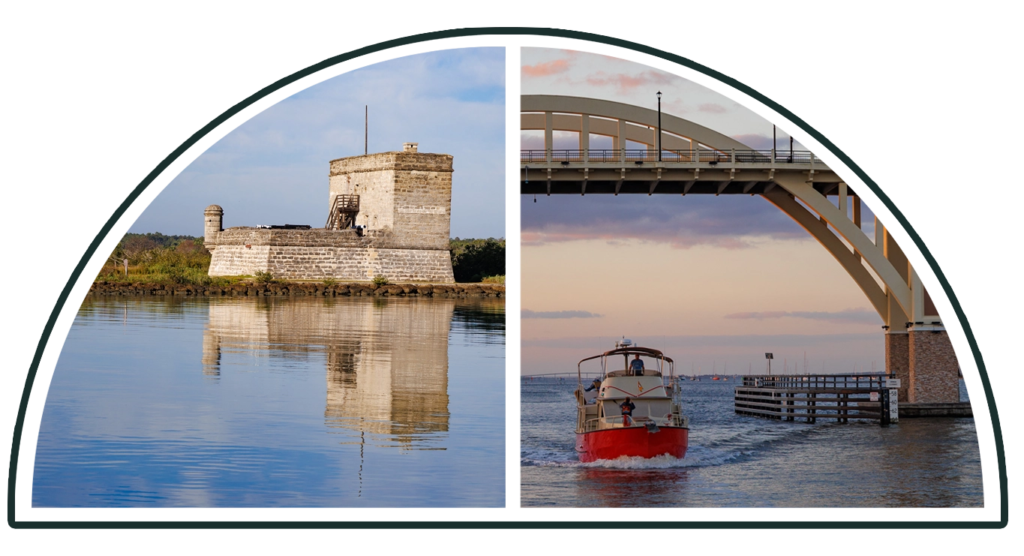 Fort Matanzas anchorage on the Great Loop; red Loop Boat.