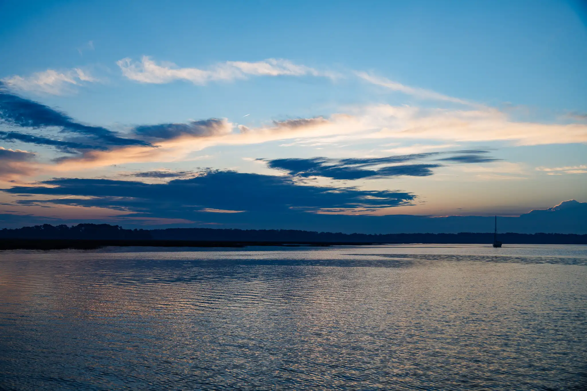 The beautiful still waters in our Beaufort anchorage.