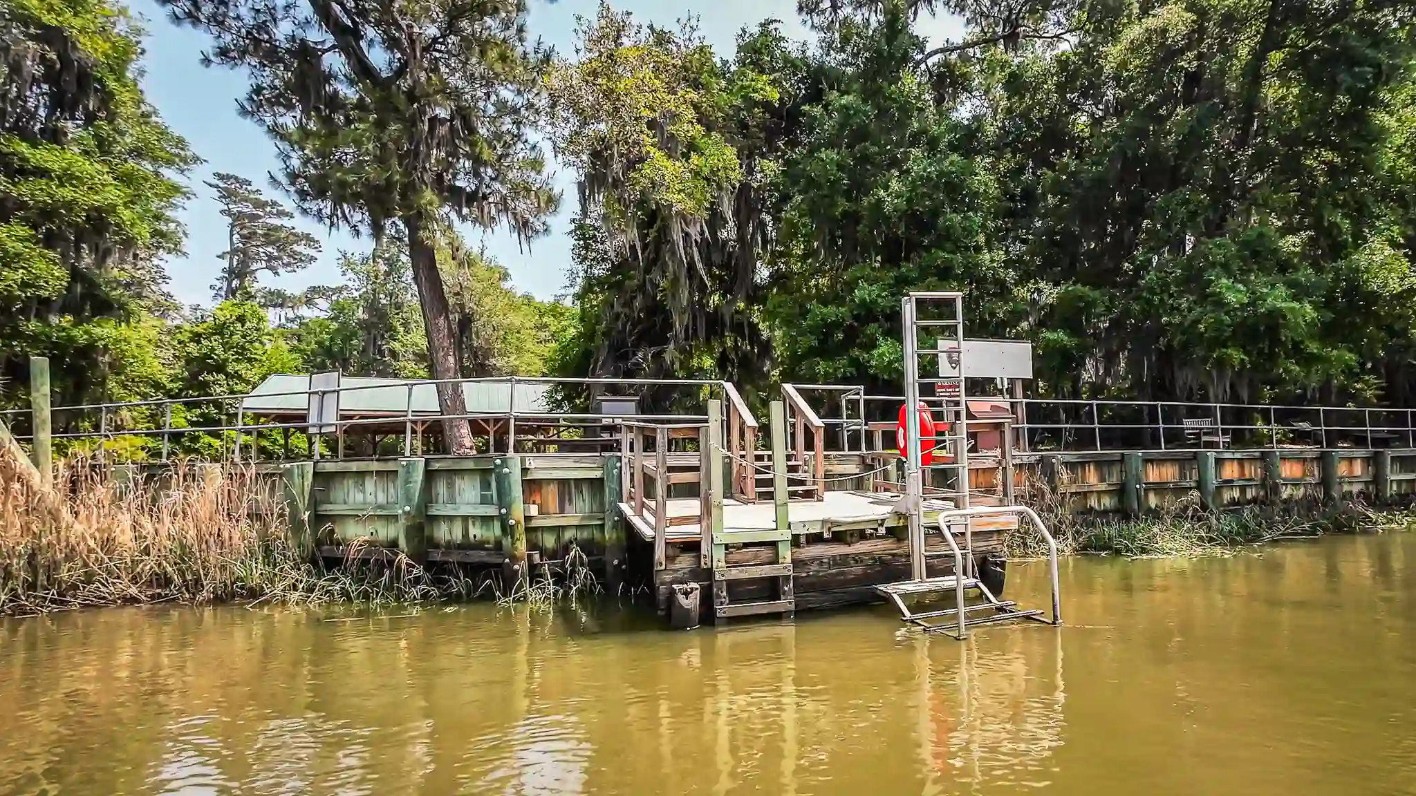 The shore access for Fort Frederica; a kayak dock.