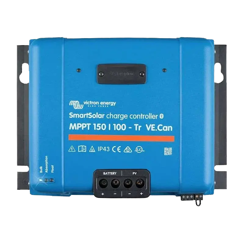 Marine solar system MPPT solar charge controller from Victron Energy.