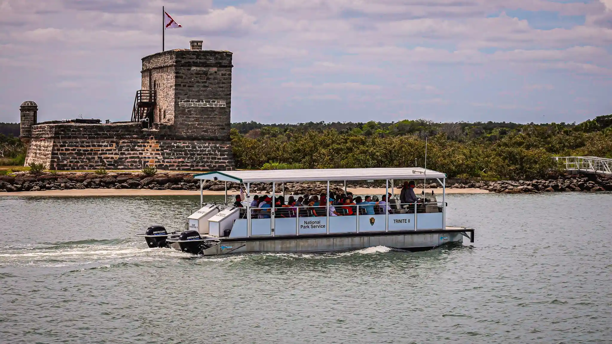 The National Park Service ferry in front of Fort Matanzas National Monument.