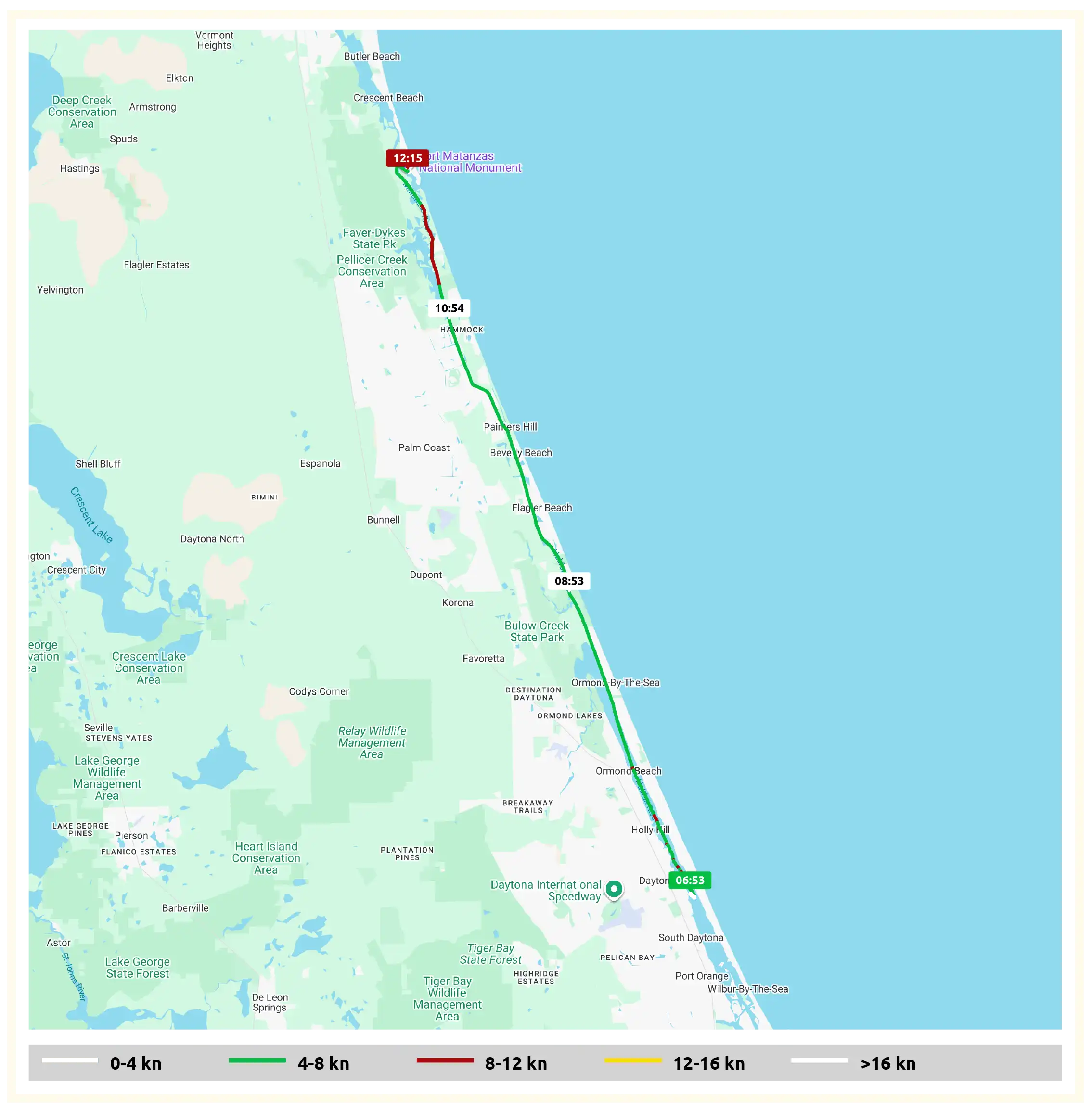 Map of route along the Great Loop | Fort Matanzas Captain's Log