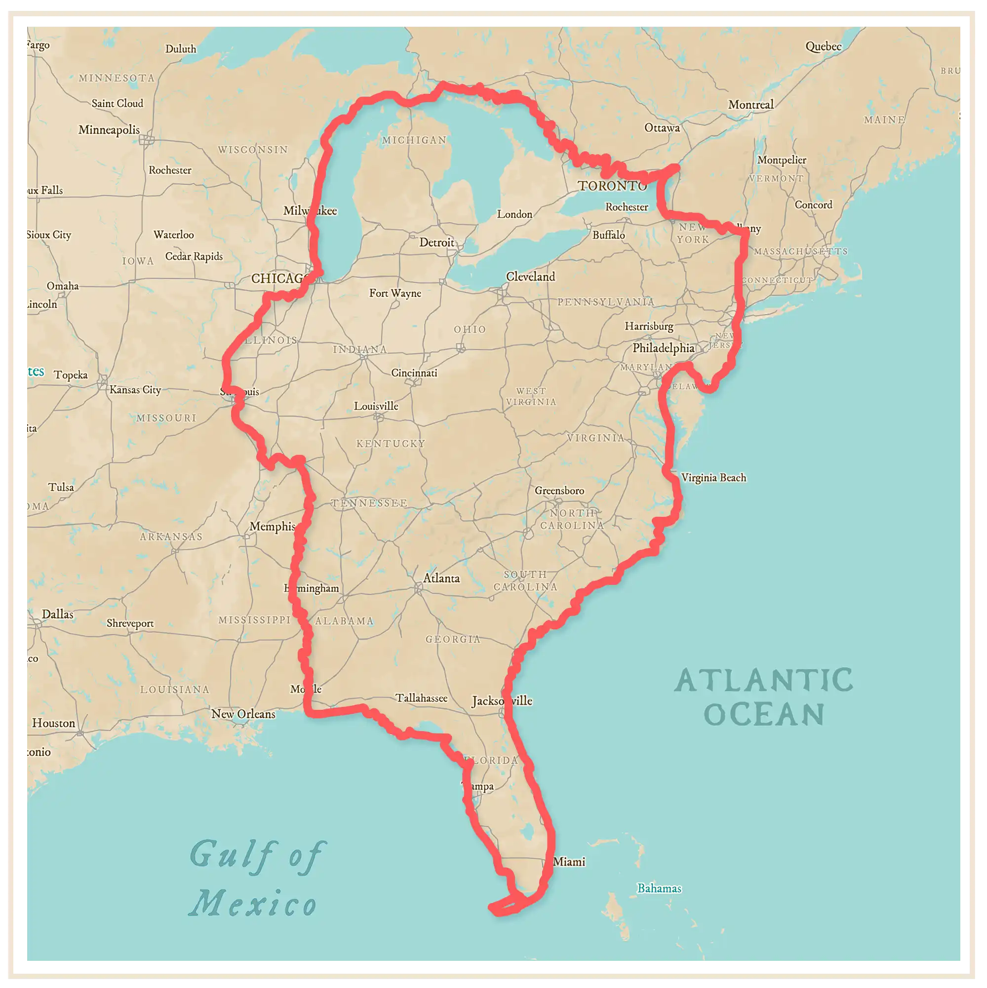 Map of the Great Loop and route overview.