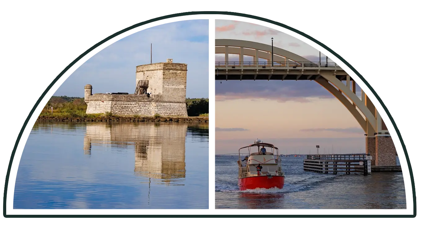 Fort Matanzas anchorage on the Great Loop; red Loop Boat.