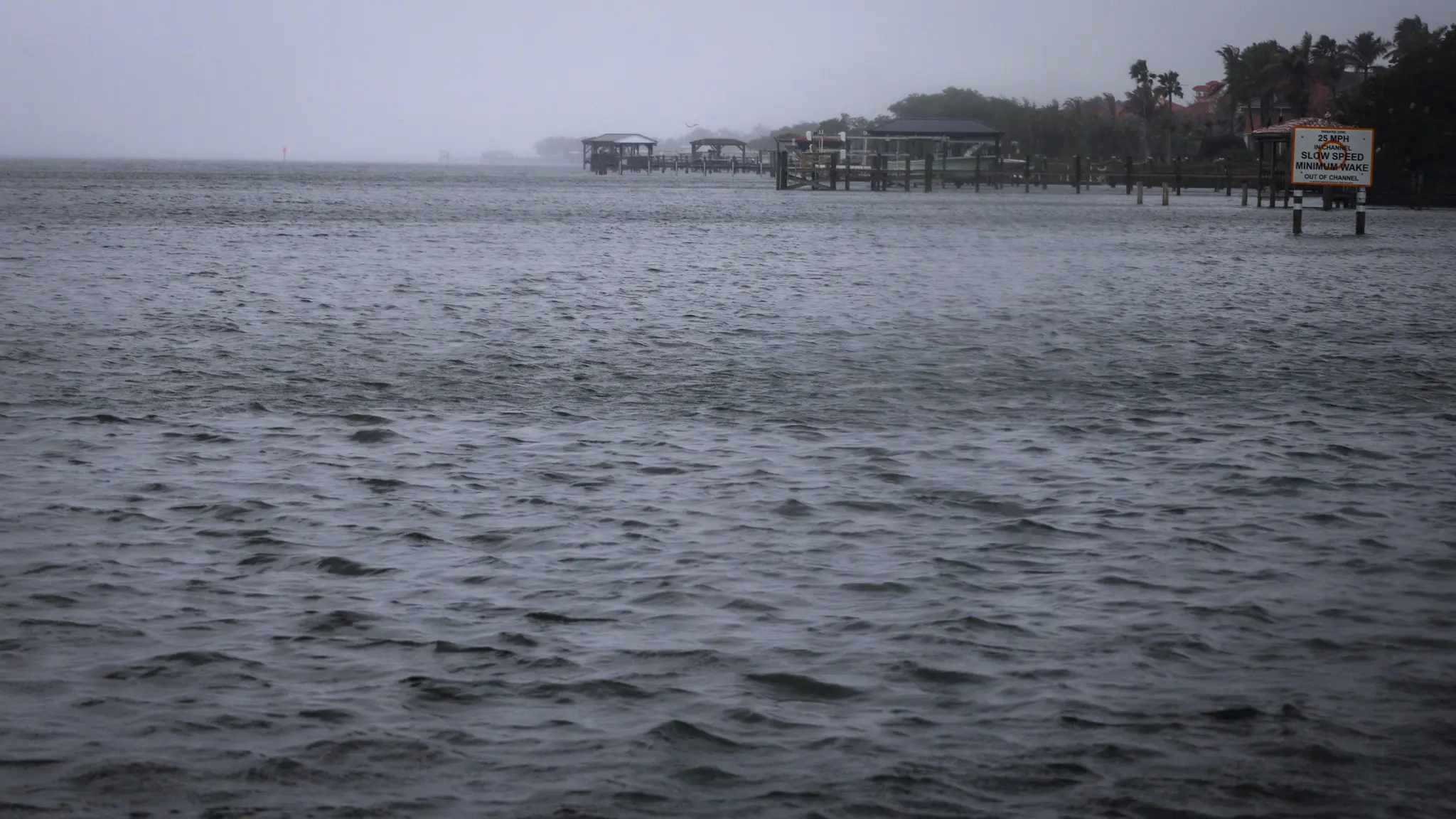 Heavy rain pouding around us at our Banana River anchorage.