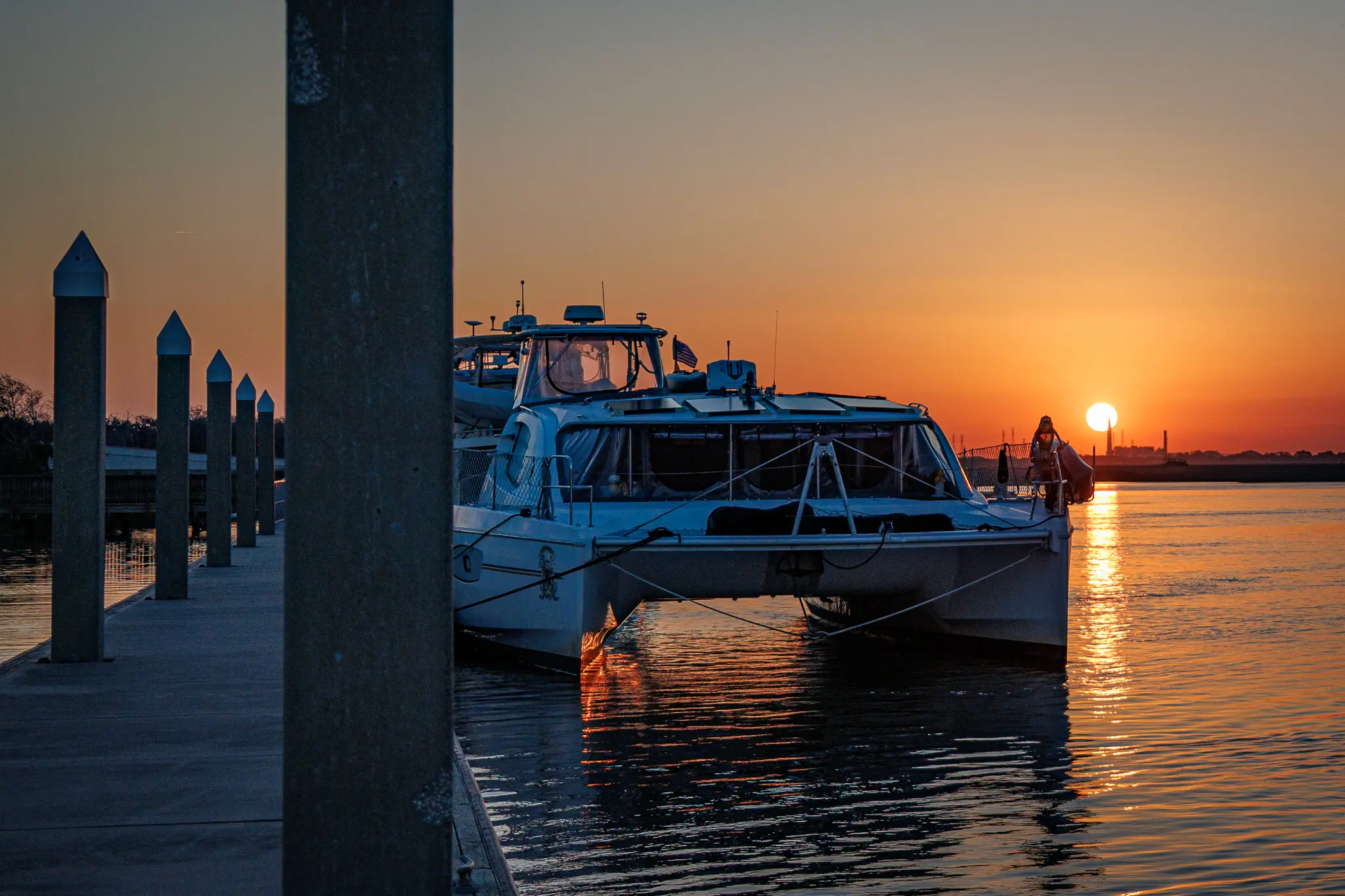 The Loop boat, Wildfire, a power catamaran.
