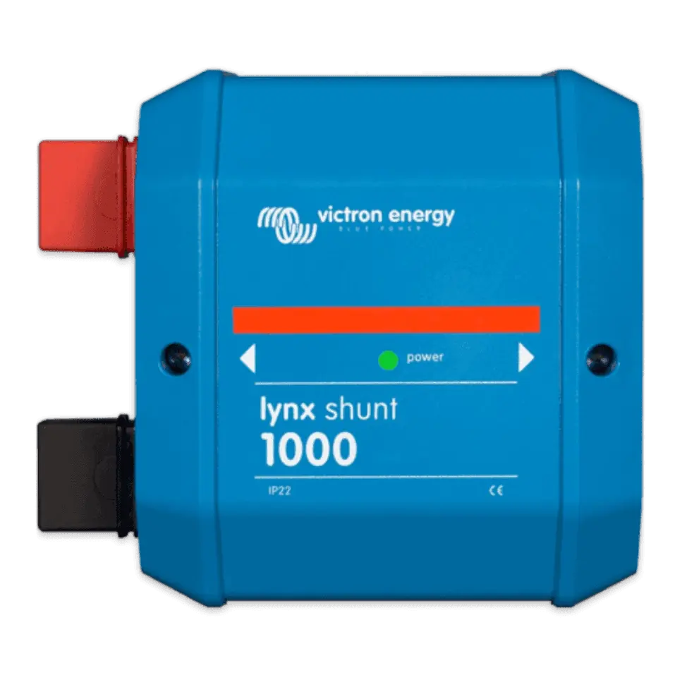 Yacht solar system battery monitor Lynx Shunt from Victron Energy.