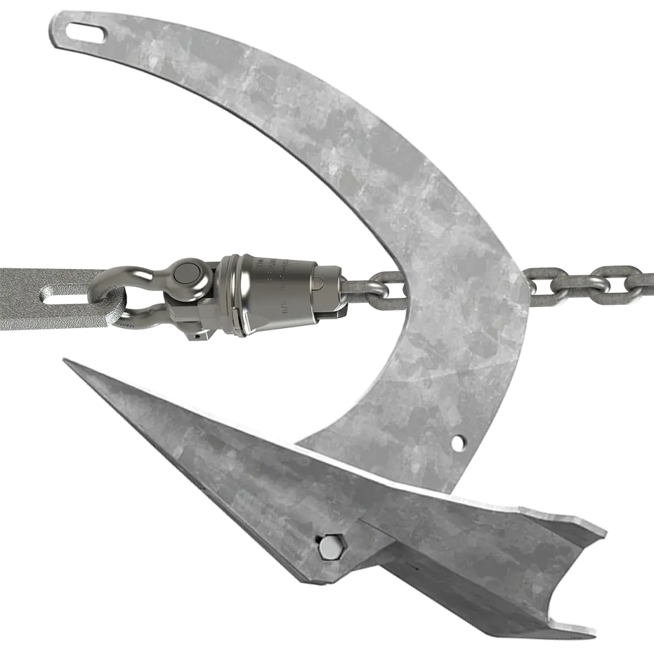 Mantus Marine M2 Galvanized Anchor and Mantus Marine S1 Anchor Swivel.