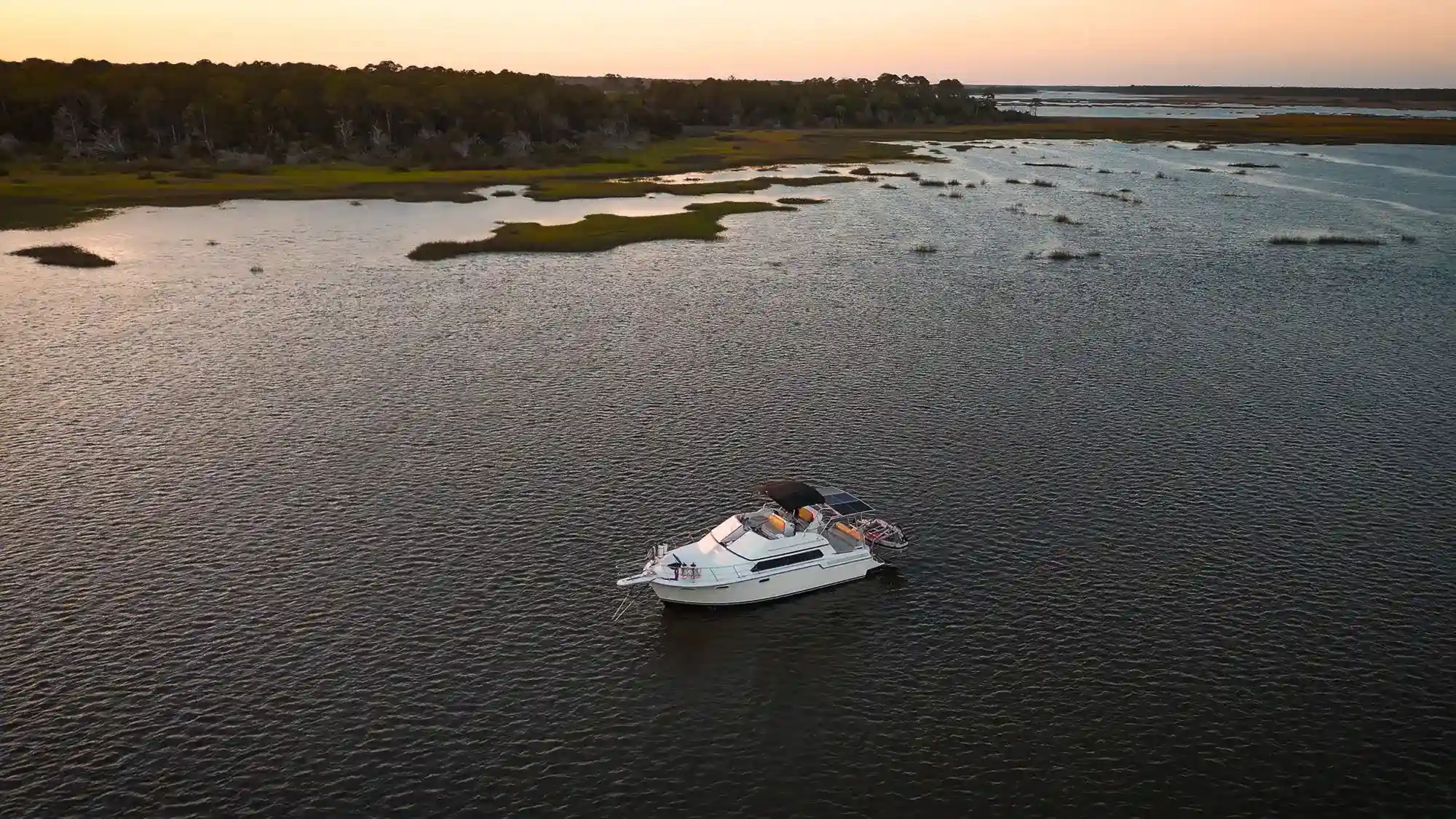Our Loop boat, Swamp Puppy, at Pine Island on the Great Loop.