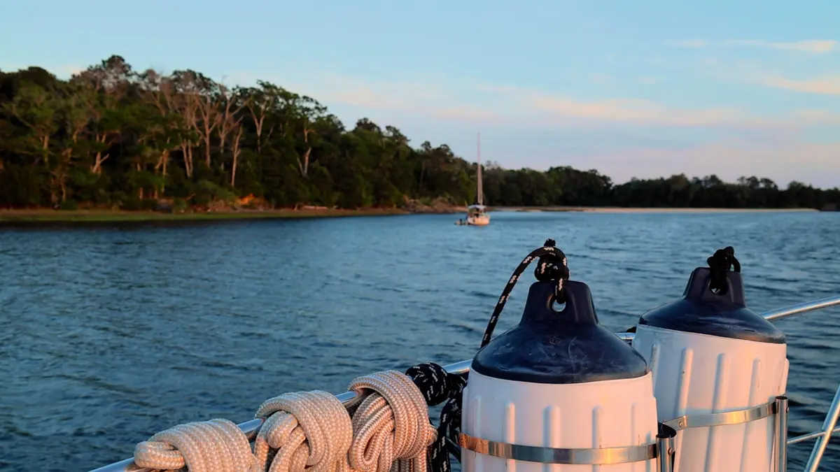 Our Loop boat anchored in Calabash Creek, South Carolina.