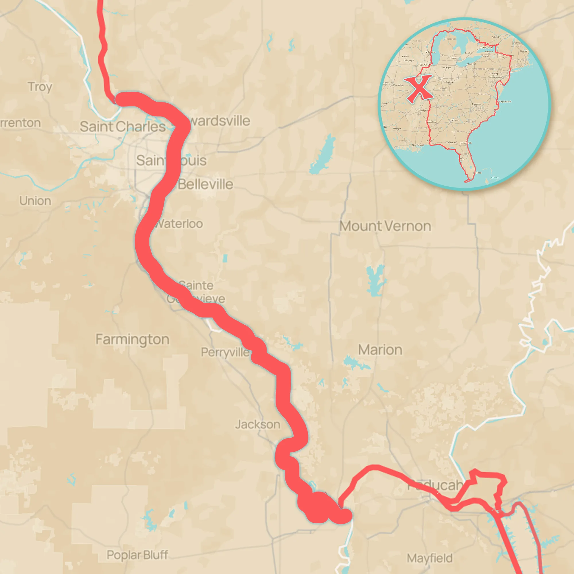 Mississippi River route on the Great Loop | Great Loop Map